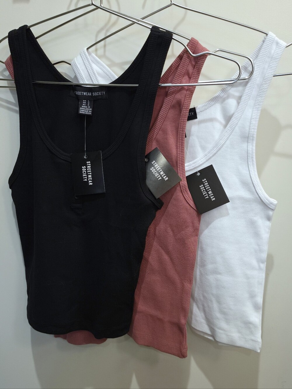 NWT - Cropped Tank Top Trio — Black, Dusty Rose, White